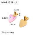 Detaillierte Maße und Gewicht der rosa-goldenen Doppel-Herz-Ohrhänger - 18K Gold / Rosa (NB-E1528-PK)