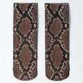 Detailed flat lay of snakeskin pattern socks in brown and black ultra-thin elastic fabric - Snake Print