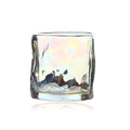 Iridescent twisted whiskey glass with colorful holographic finish and origami ripple texture - 190ml / Colorful Twist Cup
