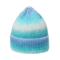 Detail of soft ombre knit beanie featuring blue, cyan, and white gradient rib texture - Adjustable 56-60cm / Blue Cyan White Gradient Style (M)