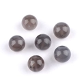 Six dark grey 12mm semi-drilled round crystal agate beads with a smooth polished finish - 12mm Grey Agate Semi Drilled Bead