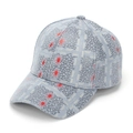 Detail of grey baseball cap with black grid patterns and red star spray print - One Size / Blue Gray