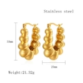 Golden wavy C-shaped stainless steel earrings with chunky 33mm geometric design - Chunky Croissant Texture / Gold LE3494