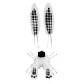 Easter bunny wreath kit in black and white buffalo plaid with white plush ears and tail - Easter Bunny Butt and Ears (Black)