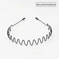 Detail of wavy black metal headband featuring protective rubber tips and烤漆 surface - Anti-mountain Style 1pc