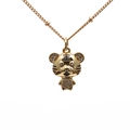 Collana con ciondolo tigre placcata oro con zirconi brillanti e carattere cinese del re - Tigre Cartone Animato con Zirconia / Oro