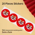 Chinese New Year lion dance round stickers 20pcs set with traditional red design 5x5cm - Round Stickers (20 Pcs)