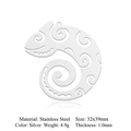 Silver chameleon animal charm in stainless steel with 32x39mm dimensions and polished finish - Chameleon-Silver (LA927)