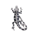 Dettaglio della spilla a geco argentata con punti in smalto nero e strass lucidi - Stile Lucertola Argentata (C860-A)