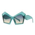 Gafas de sol geométricas turquesa con montura 3D gruesa y lentes de degradado - Cian Degradado Té Claro