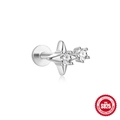 S925 sterling silver geometric star labret stud with sparkling cubic zirconia stones - #4 Silver - Single Piece