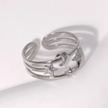 Verstelbare roestvrijstalen ring met ster- en maanmotieven, 18K verguld zilveren look - Zilver (JR265-S7)