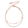 Detail of rose gold double-layered stainless steel anklet with beads and secure clasp - Rose Gold
