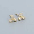 Golden 925 silver clover stud earrings featuring sparkling pear-cut cubic zirconia crystals - 925 Silver / Gold