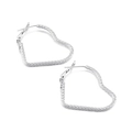 Pendientes de corazón plateados con elegante acabado de metal en relieve - 31mm / Color Acero