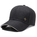 Men's dark grey baseball cap with textured fabric and small gold metal logo detail - Grey with R Logo