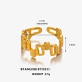 Anillo geométrico de acero inoxidable chapado en oro de 18K con diseño de calado - Cuadrado Geométrico Hueco (ZN1117) / Dorado