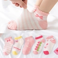 Five pairs of breathable mesh cotton baby socks with cute floral patterns and elastic cuffs - XS (8 Months-2 Years) / Mesh Flower