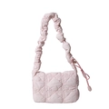 Bolso de hombro en nylon acolchado rosa con diseño fruncido y correa estilo scrunchie - Rosa