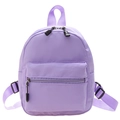 Classic light purple nylon mini backpack for women with adjustable straps and front pocket - Purple