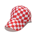 Classic red and white checkerboard baseball cap with curved brim for sun protection - M (56-58cm) / Red Plaid