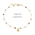 Detailed macro view of 14K gold stainless steel starfish pendant with colorful gravel - Seastar Pendant Style / N1 Multi-color Gravel