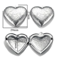 Silver heart locket pendant with floral relief and detailed dimension specifications - A62-Floral Heart