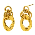 Minimalistische 18K vergoldete Edelstahl-Kettenohrringe mit funkelnden Akzenten - Minimalistischer Zirkonia-Kettenstil / Gold
