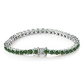 Elegant silver tennis bracelet with vibrant green moissanite stones and secure clasp - 15CM / Silver Dark Green