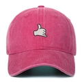 Fuchsia washed cotton baseball cap with white Shaka embroidery and curved brim - Rose Red