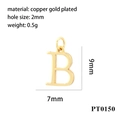 Detailed view of golden 9mm letter B pendant with specific size and material specs - Letter B