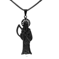Pendente mietitore gotico in acciaio inossidabile nero con falce e catena per uomini - Nero