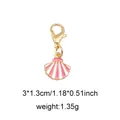 Pink shell pendant charm with lobster clasp and gold-plated alloy base for bags - Style 20 Scallop