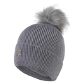 Gorro de punto gris con pompón, forro polar y detalle de logotipo metálico M de moda - Adulto / gris oscuro