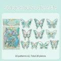 Detailed view of mint green butterfly PET stickers with gold foiling for DIY crafts - Nebula Mix (Green)
