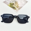 Classic square frame black sunglasses with stylish silver metal rivets on sides - Black and Gray