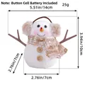 Glowing Christmas snowman gnome ornament with sequins and plaid scarf in white plush - Striped Scarf Light Ball