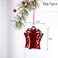 Christmas burgundy flocked velvet hollow gift bag ornament with silver glitter detailing - Wine Red Flocking Gift Box