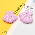 Detail showing dimensions of purple resin shells with polka dots for DIY jewelry - Glossy Purple Shell with Colorful Dots