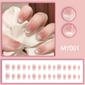 Rosa Ombre Katzenaugen Press-on-Nägel mit Silberglanz, 24 Stück wiederverwendbare Nägel - Rosa Blush Farbverlauf Katzenauge (MY001【Klebertyp】)