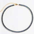 Collier arc-en-ciel avec pierres de zircon bleu serties dans une chaîne réglable dorée - Collier 33+7cm / Or 18K