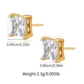 Elegant 18k gold plated square zircon stud earrings for women with detailed measurements - Large Square Claw Stud (KE1499)
