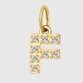 Golden stainless steel letter F pendant accessory with zircon stones for DIY jewelry - Letter F