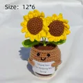 Handmade crochet sunflower plant in a pot with a 'Thank You' card, size 12x6cm - Positive Potted-Shallow Pot Double Head Sunflower