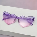 Heart shaped glitter sunglasses with purple gradient lenses and translucent frame - Purple to Pink Gradient