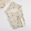 Newborn cotton gauze swaddle blanket with yellow lemon prints and matching waist belt - 90*90cm / Olive Flower
