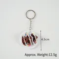 Chocolate waffle keychain with white cream and colorful sprinkles in a 4.5cm size - Cream Decor / Three Pieces Brown Waffle