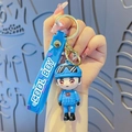 Blue military cartoon keychain with soldier figurine and COOL BOY rubber strap pendant - Special Forces Blue Boy (COOL BOY)