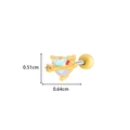 Golden heart stud earring with iridescent zircon and ball screw back, size 0.51cm by 0.64cm - Iridescent Heart Style (1# Gold)