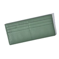 Slim grey-green pebble leather card holder wallet with multiple card slots - Dark Green